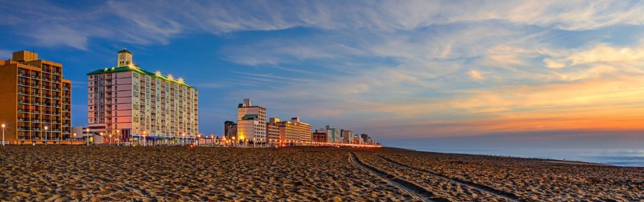 virginia beach ocean front at sunrise on a very nice day